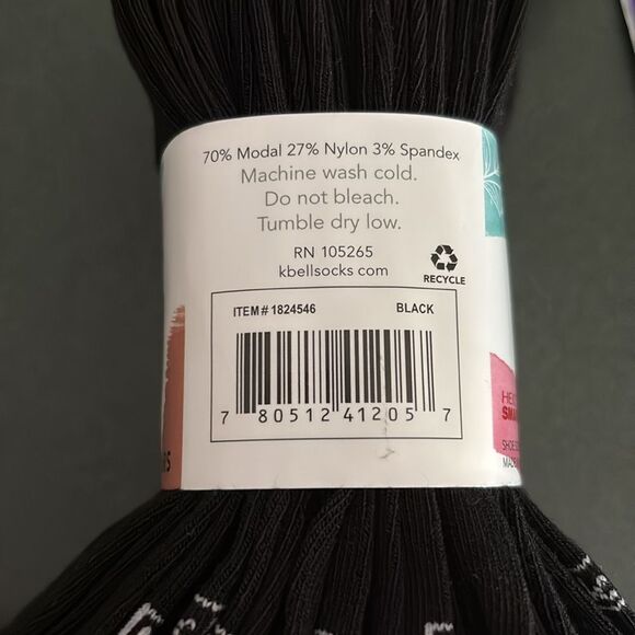 K Bell Women's Black Modal Roll Top Socks - 6 Pairs - Picture 3 of 3